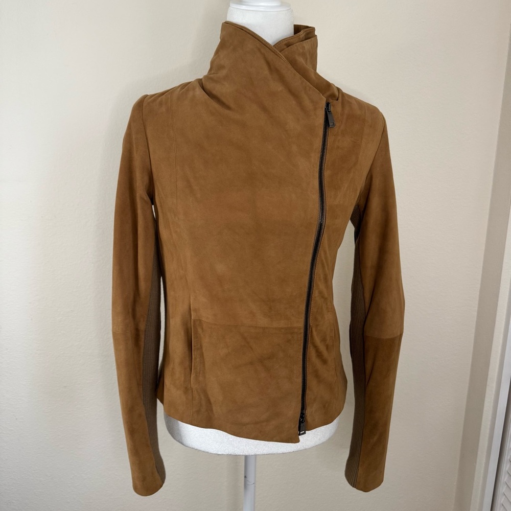 Vince Suede Scuba Jacket Leather Jacket Cognac Medium M